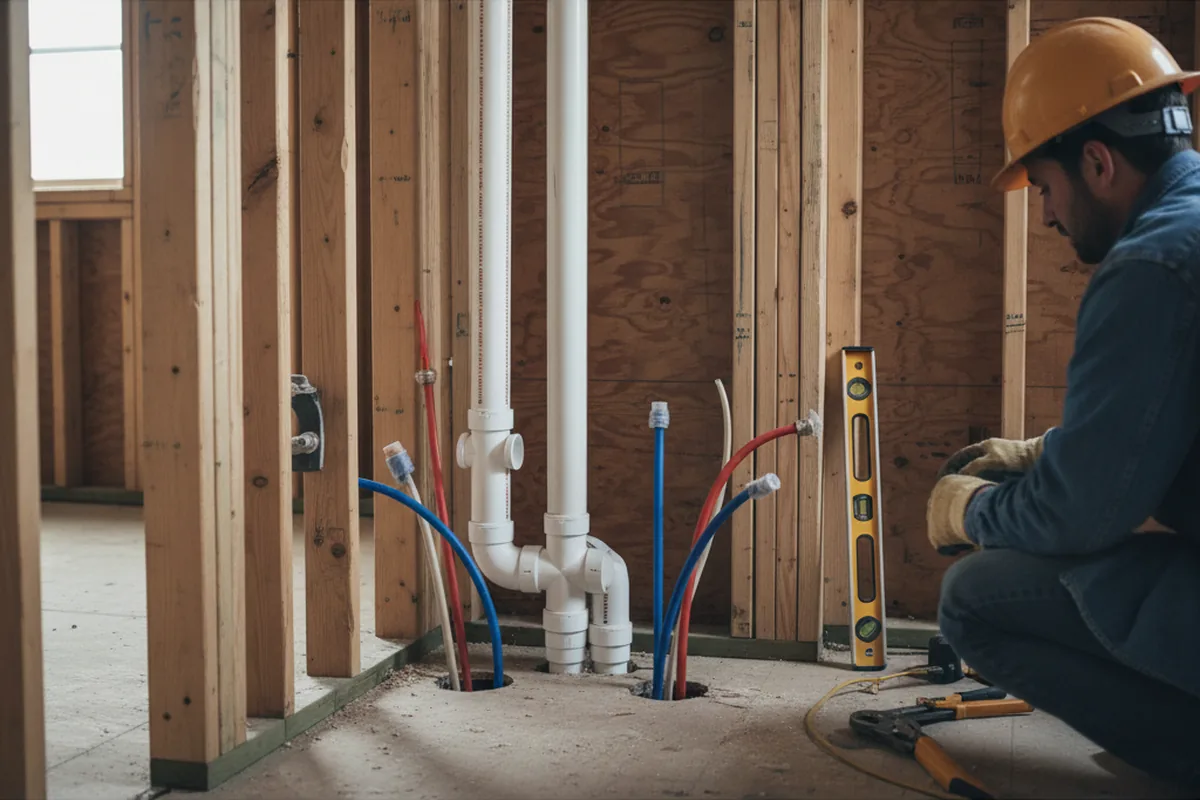 Drain and supply rough-in during Leak Detection in Williamson