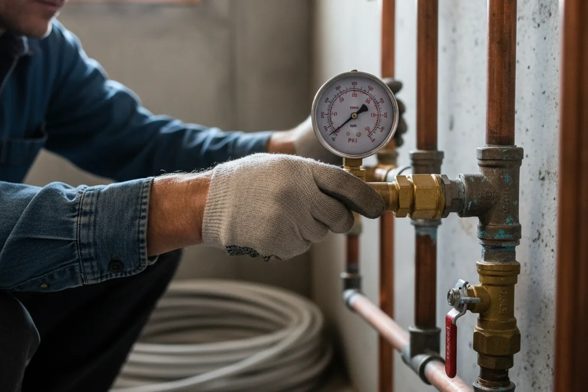 Pressure testing a repaired line during Water Line Repair in Williamson